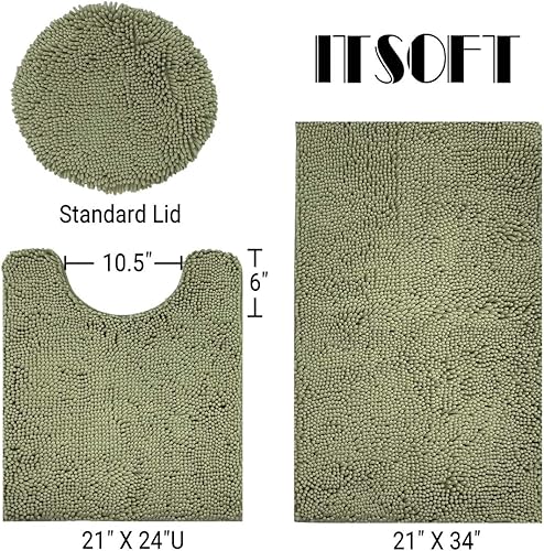 Miniatura 113 de Tapetes de baño de felpilla, tapetes de baño absorbentes de felpa, de secado rápido, suaves y lavables a máquina, alfombras antideslizantes