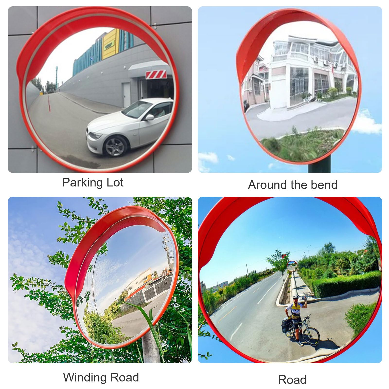 Comioke Ø30cm Specchio Stradale, Specchio di Sorveglianza, Convex Traffic Mirror, Specchi Sicurezza per il Traffico con Staffa e Viti, per Strade, Magazzini, Garage e Negozi (Rosso)