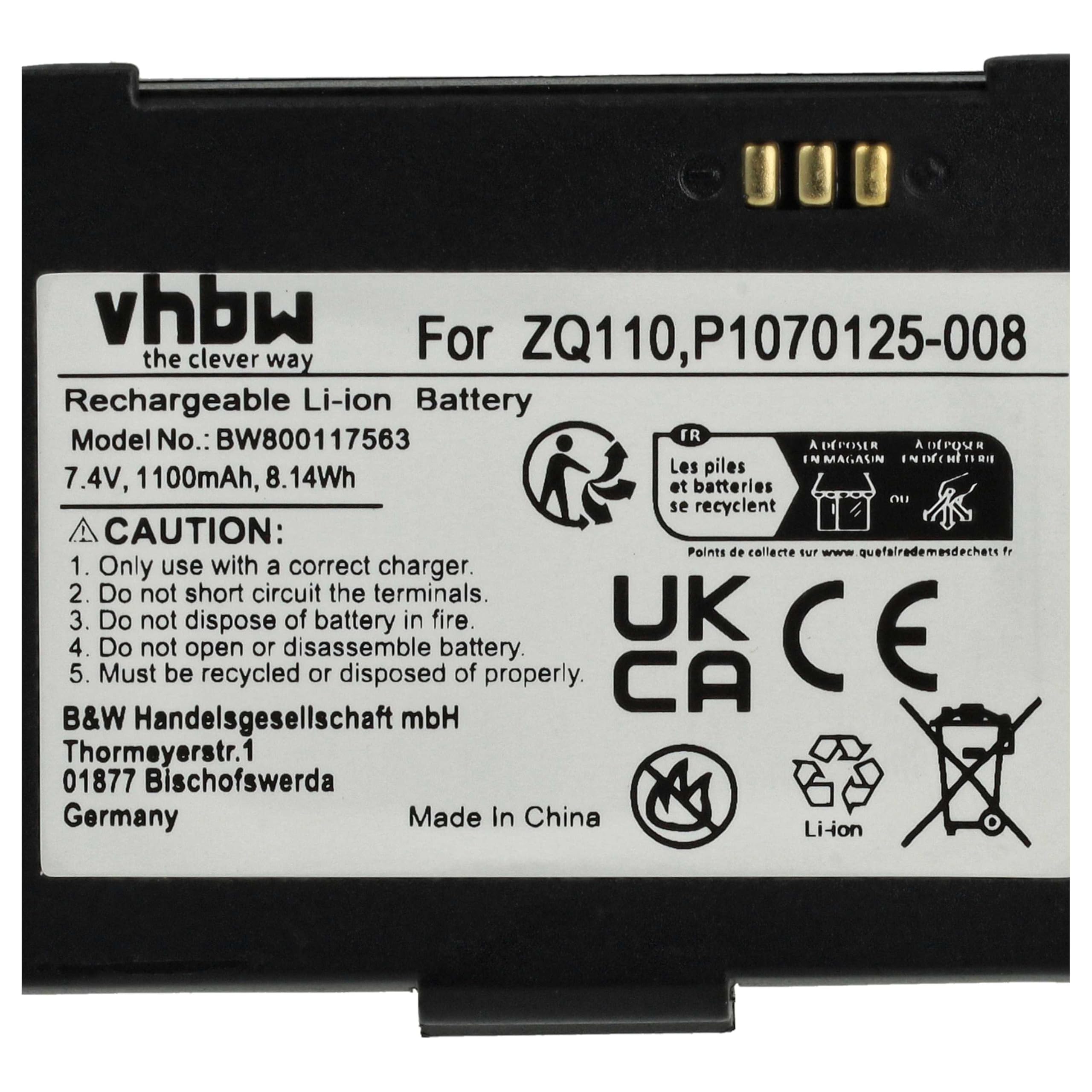 vhbw 2X Akku Ersatz für Bixolon K409-00007A | PBP-R200 für Barcodescanner POS (1100 mAh, 7,4 V, Li-Ion)