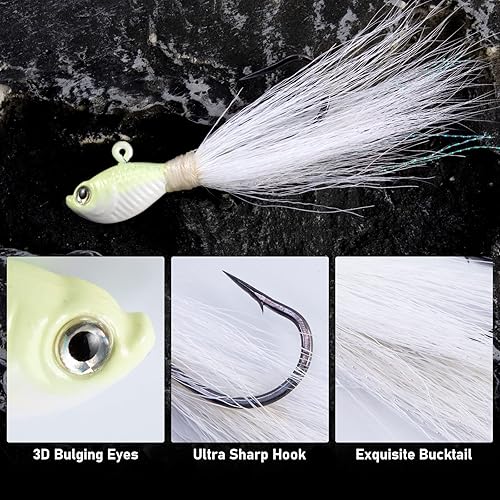 Miniatura 3 de Alwonder Paquete de 5 plantillas de cola de bucle, señuelos de pesca de cola de buque de agua salada, cabeza de plantilla de pesca de surf, anzuelo