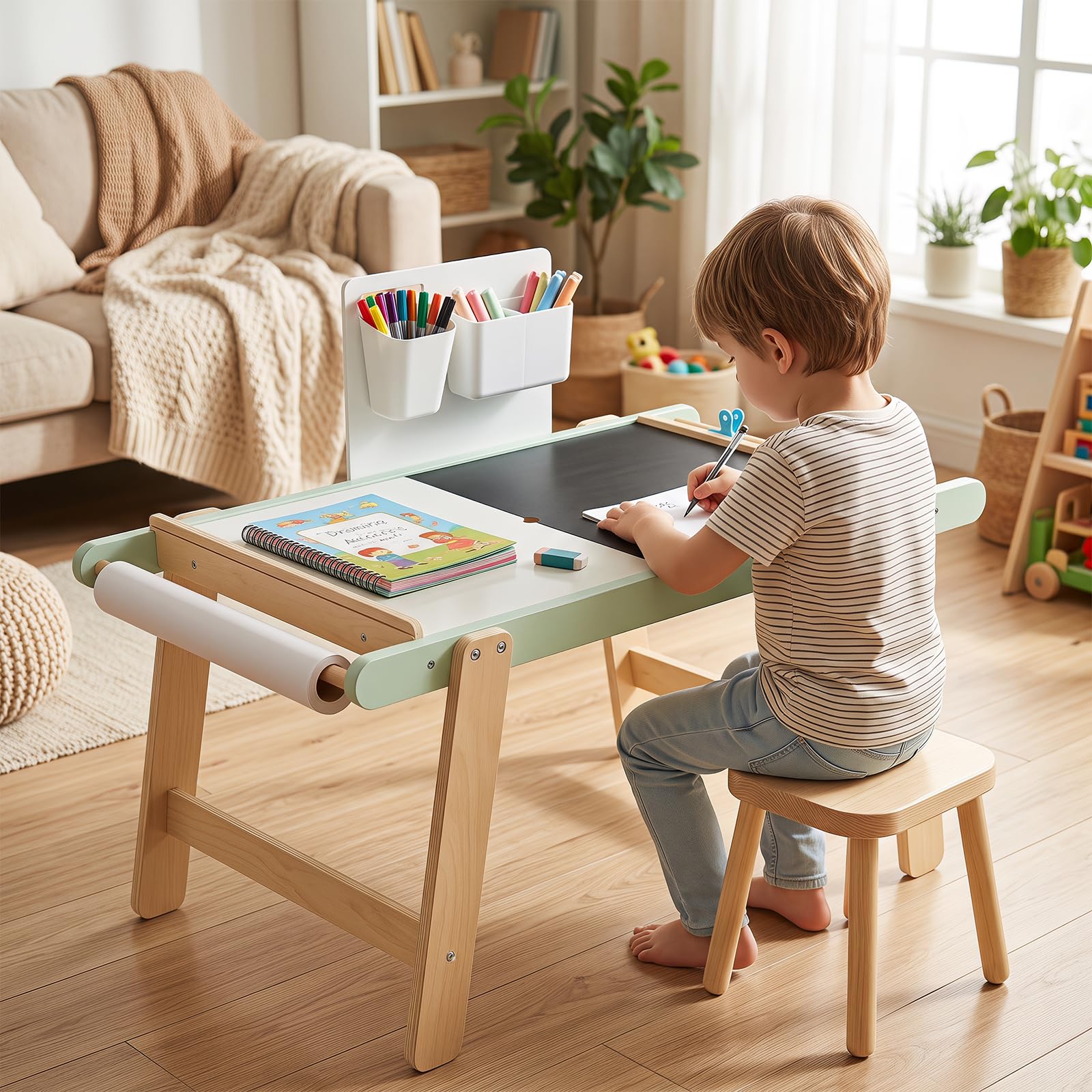 COSTWAY Tavolo Sensoriale per Bambini 3+ Anni, con Pannello Bifacciale