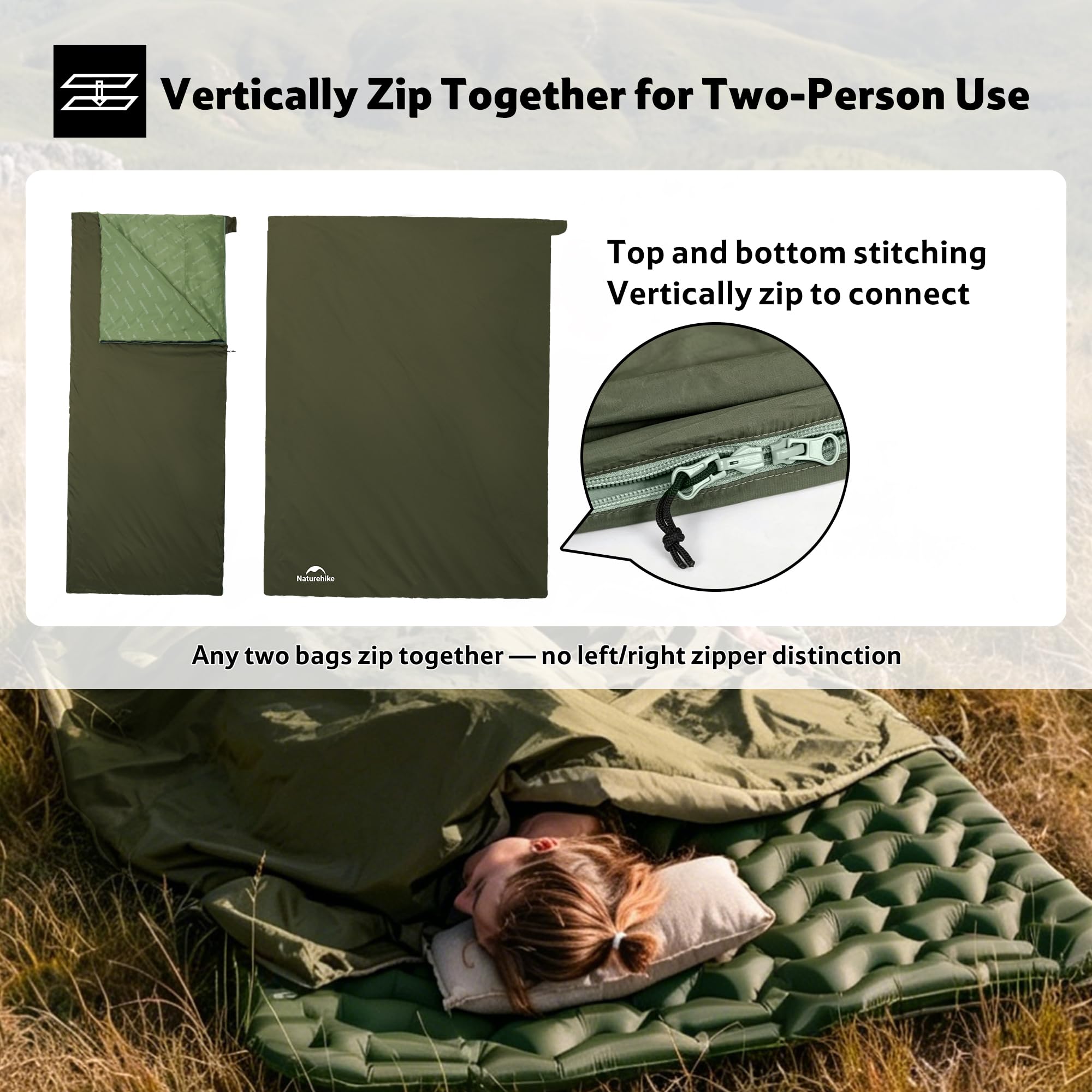 Naturehike Saco de Dormir Ultraligero de Verano (760 g), sobre Ligero y portátil, Saco de Dormir de algodón para 3 Estaciones, Impermeable, cómodo con Saco de compresión, Viajes, Camping, Senderismo,