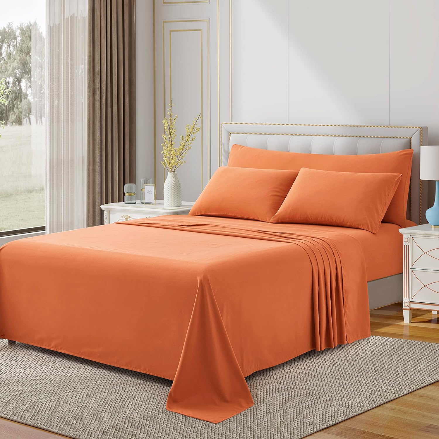 DengChao 5PCS Queen Size Brushed Microfiber Bed Sheet Set