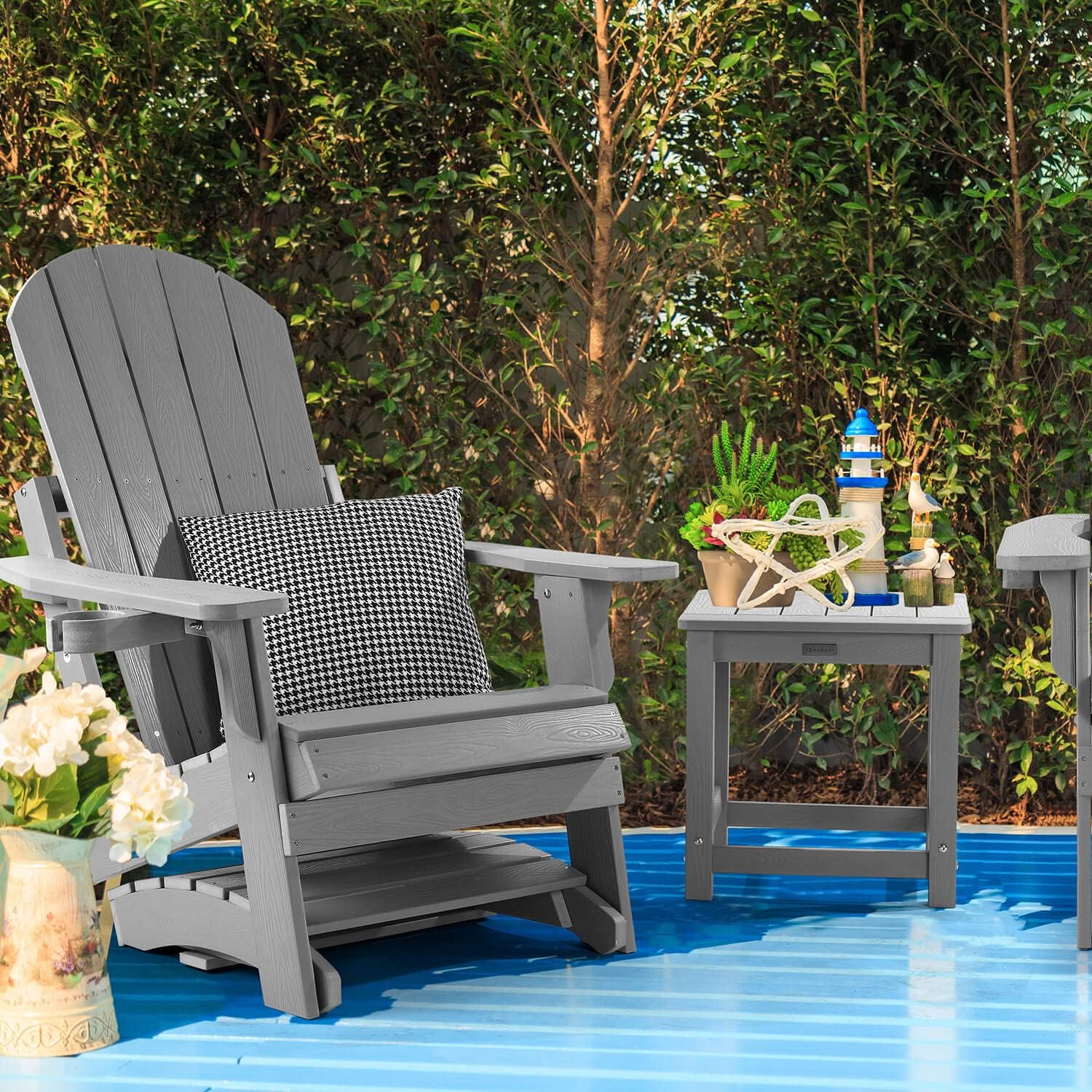 Adirondack Ottoman Set of 2, Plastic Folding Adirondack Footstool, All Weather Ottoman for Adirondack Chairs, Widely Used for Outdoor, Porch, Patio, Garden, Poolside, Fire Pits - Grey