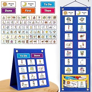 Visual Timetable for Autistic Children, Autism Sensory Equipment Now and Next Board Special Needs Developmental Adhd Aids Toys Daily Routine Chart for Autism(A)