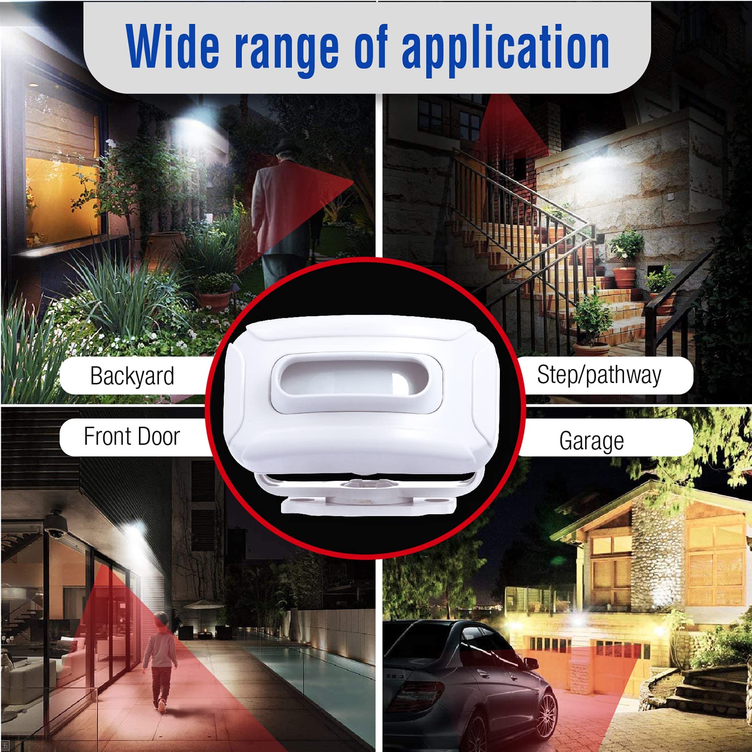 Alarma de movimiento inalámbrica para entrada exterior, resistente a la intemperie, detector de movimiento de seguridad para el hogar, kit de timbre para jardines, ancianos, timbre de visitante