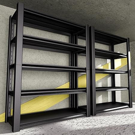 5-Tier Heavy Duty Garage Shelving Unit, 3000 LBS Capacity Metal Storage Rack 72" H x 48" W x 20" D, Adjustable Steel Shelves for Garage, Warehouse, Basement, Pantry, Workshop.2 Pack