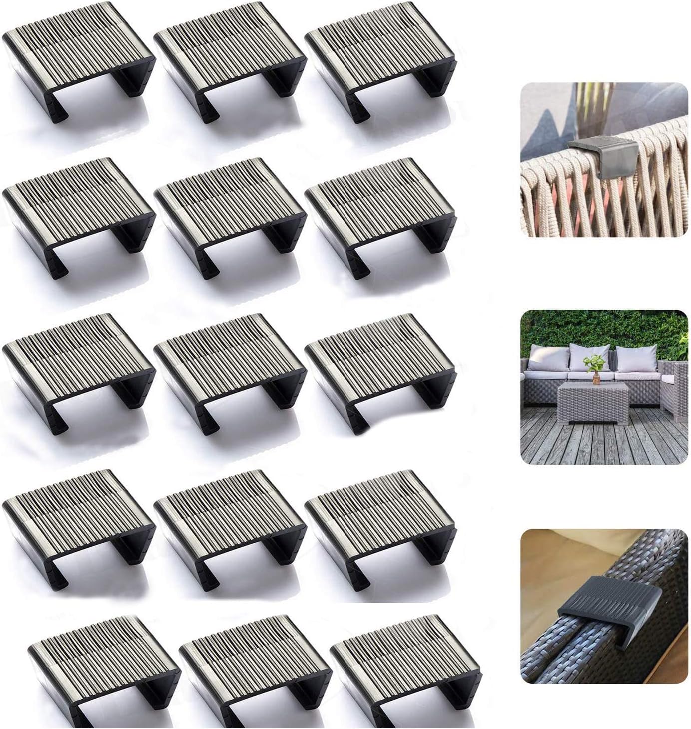15 PCS Outdoor Patio Wicker Furniture Clips Sectional Sofa Rattan