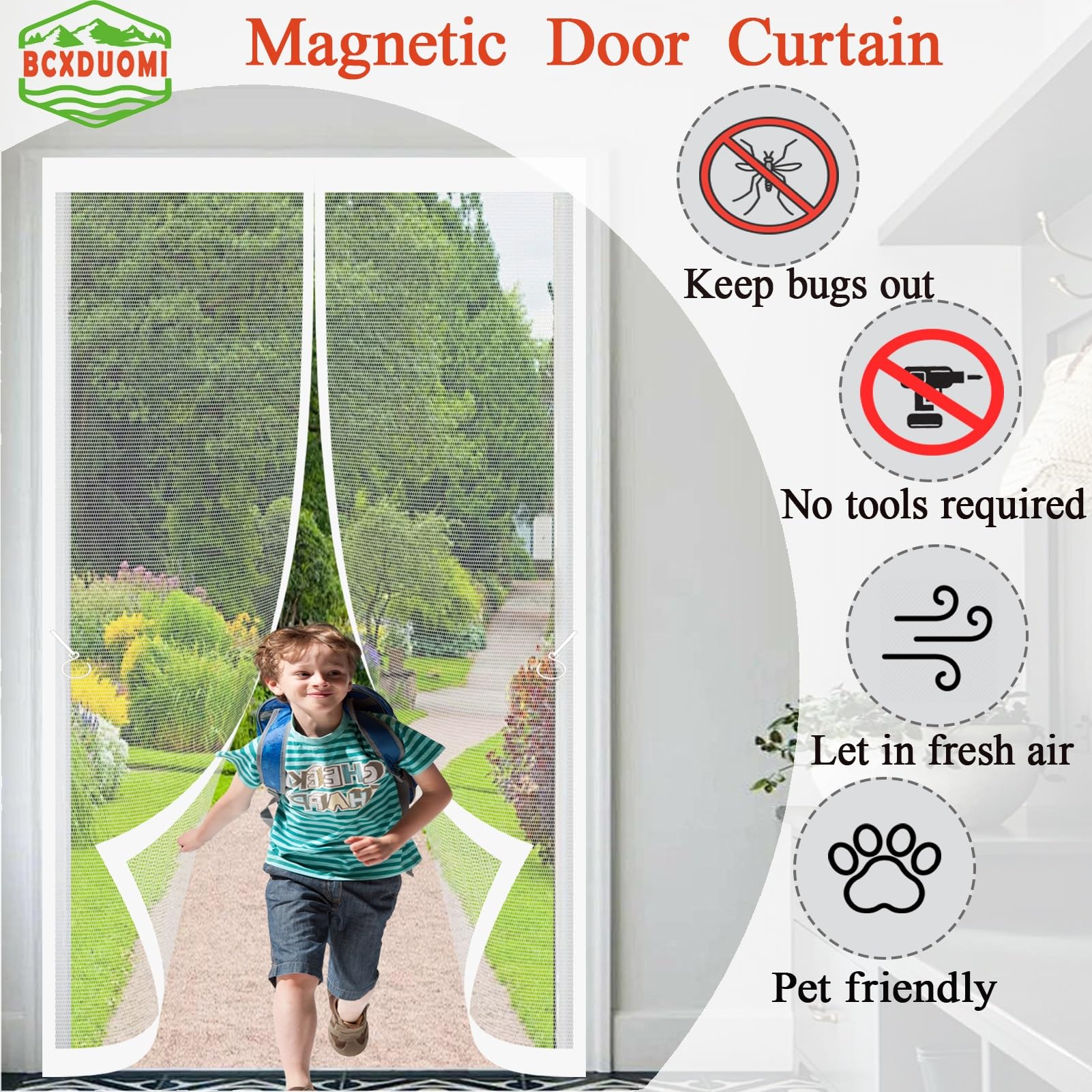 Zanzariera Magnetica Per Porte 90x210 Cm - Grigia, Senza Fori, Con Chiusura Magnetica