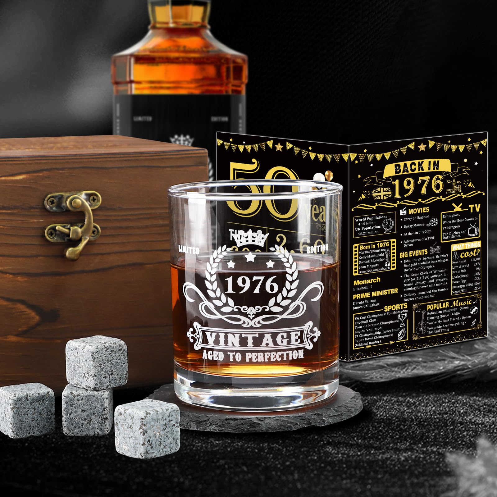 Hotchpotch - Bicchiere da whisky per 50° compleanno, in confezione regalo