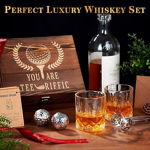 Miniatura 2 de Oaksea Regalos para hombres, papá, Navidad, juego de piedras de whisky de acero inoxidable en forma de pelota de golf, cubos de hielo reutilizables