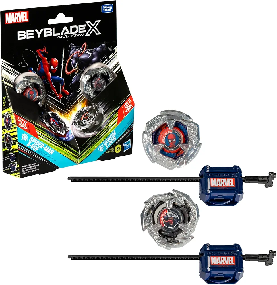 Beyblade X Marvel Collab Spider-Man 3-60F vs. Venom 3-80N, Multipack