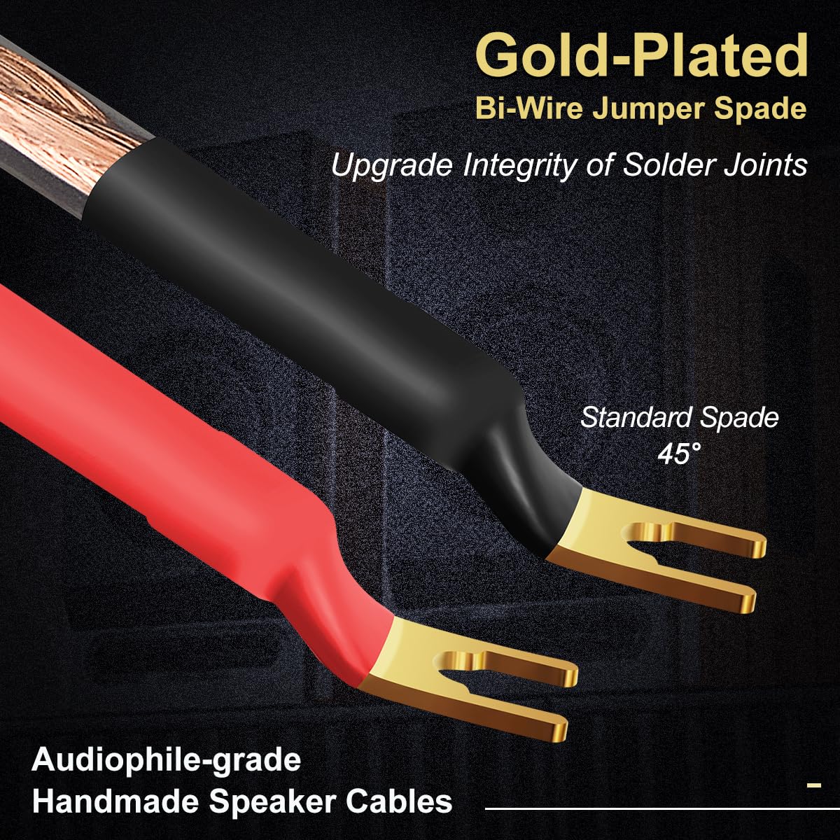 UCINNOVATE 2er-Pack 2m HiFi-Lautsprecherkabel mit Jumper-Flachstecker, 13 AWG Lautsprecher-Jumperkabel-Brücke mit vergoldetem Bananenstecker für Audioverstärker, Endverstärker, HiFi-System, Heimkino