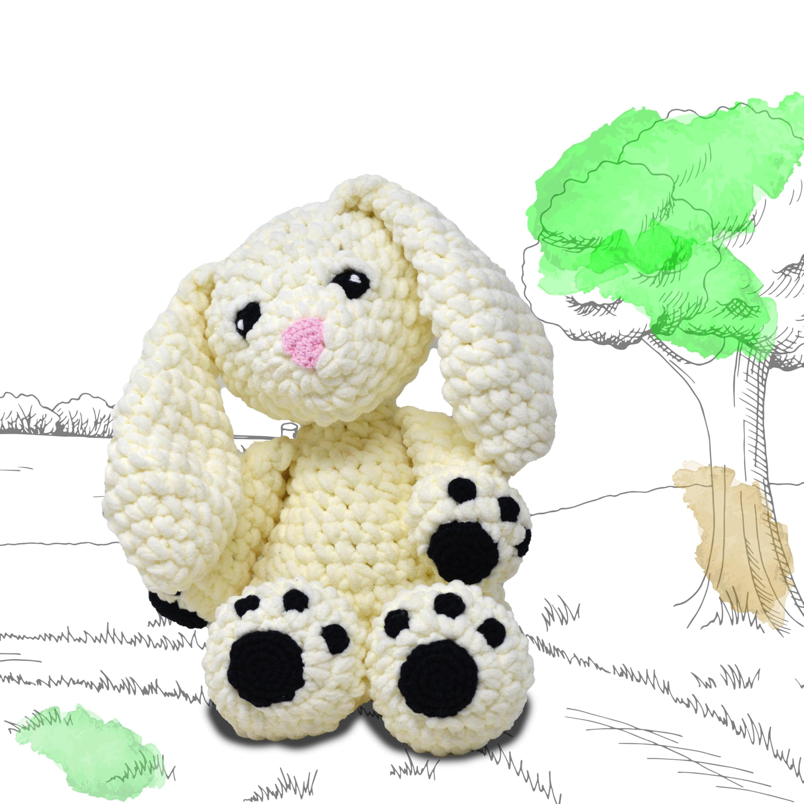 KNITTY CRITTERS – Main Collection – Ruby Rabbit| Beginner-Friendly Crochet Craft Kit with Recycled Yarn