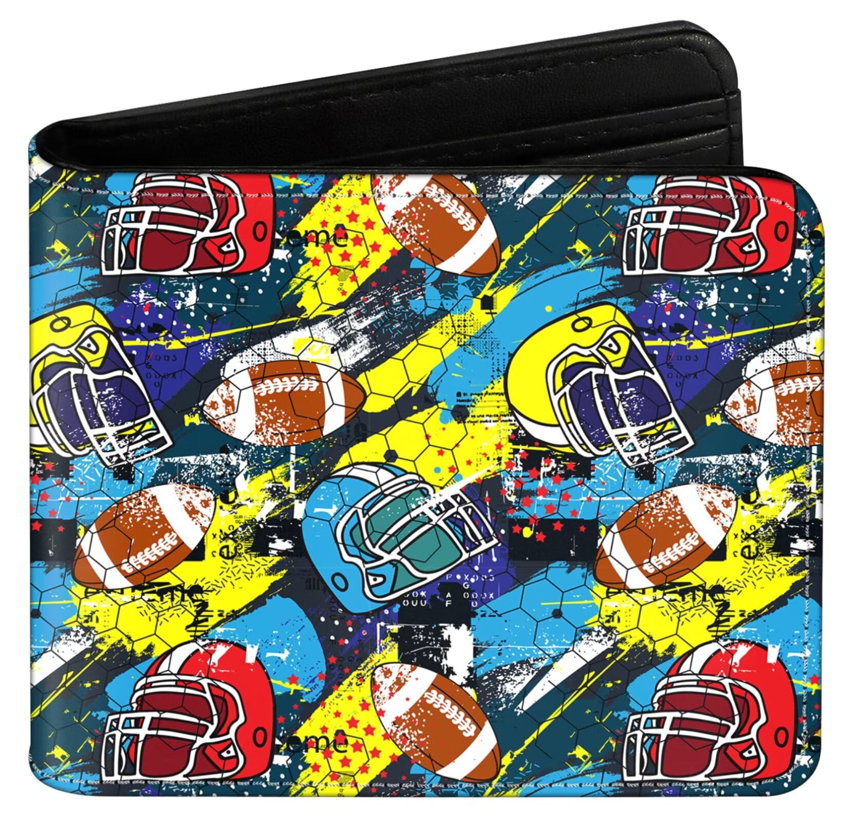 EXXBYELI Boys Wallets Football Leather Wallets Credit Id Card Cash Holder Black Rfid Blocking Zipper Cute Cool Funny Aesthetic Wallets With Coin Pocket Id Window Teen Wallets for Boys Teenager Wallet