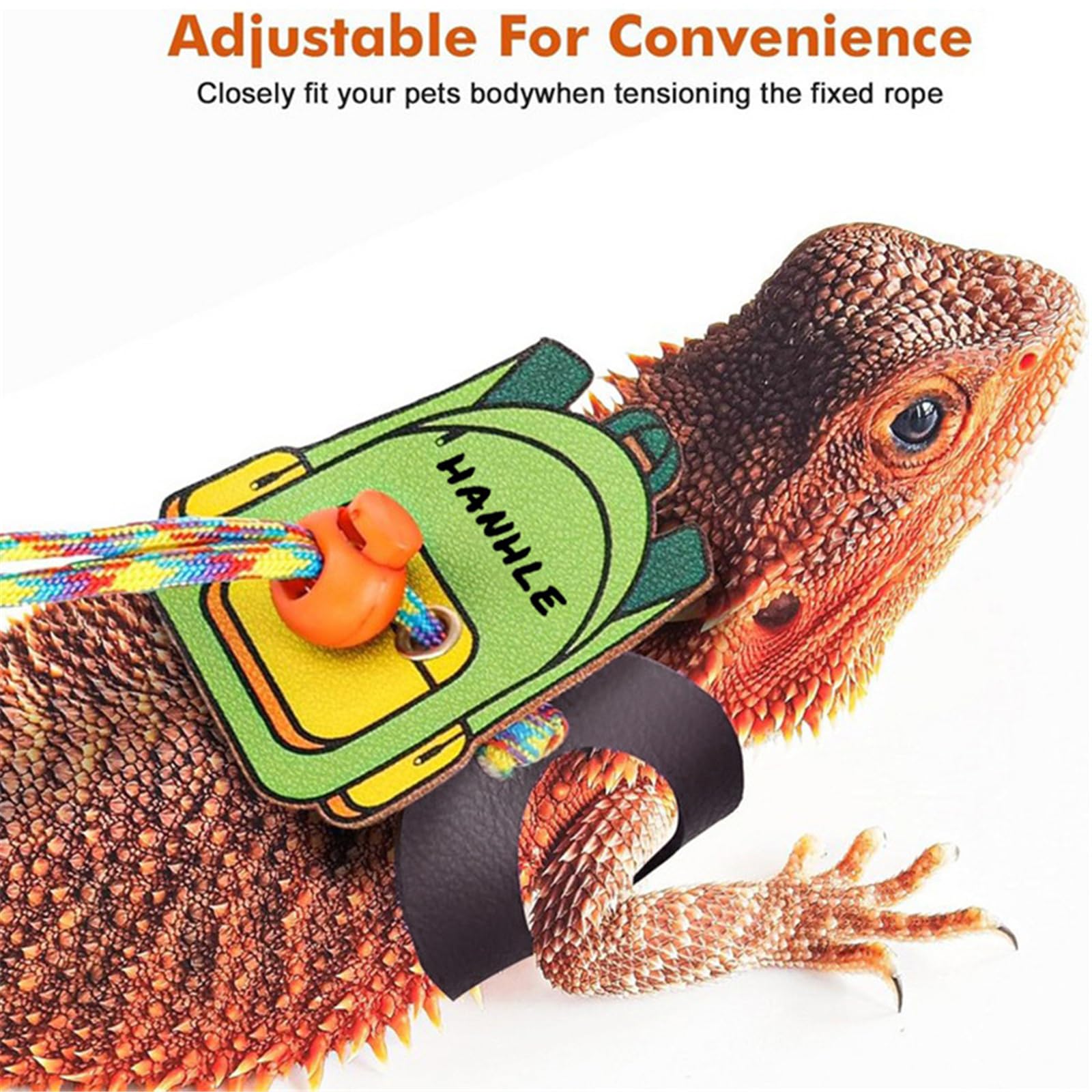 EscapeProof Laisse de lézards réglable pour une marche en plein air sûre Harnais confortable avec aile/sac à dos pour reptiles Laisse réglable Dragon barbu