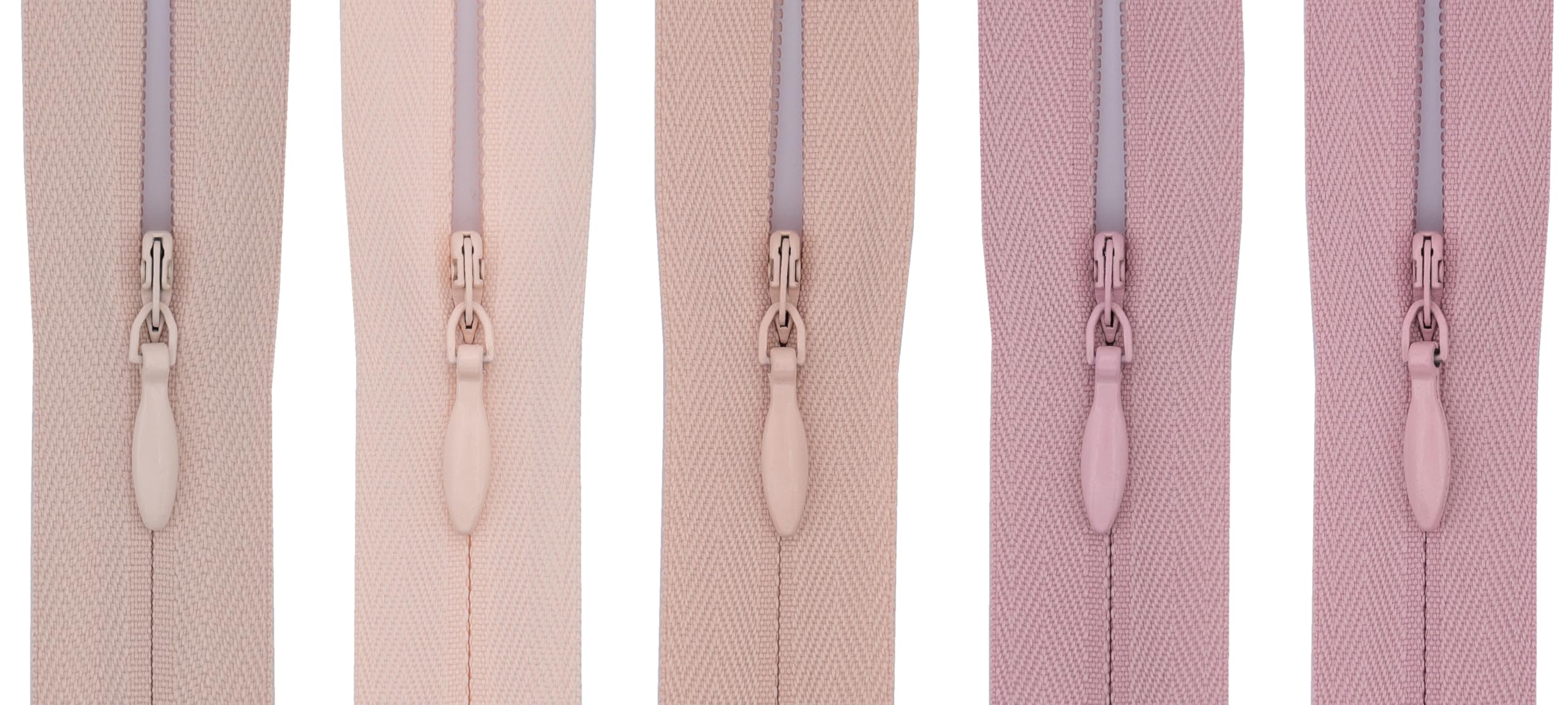 #3 Invisible Zips, 5 Pack, 18 Inch, Blush & Mauve