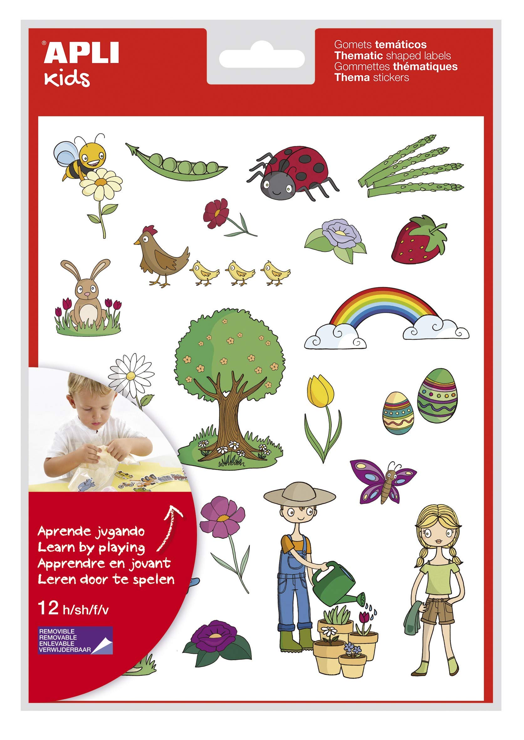 APLI 11622 - Removable Stickers: Le Printemps - 12 Sheets of Stickers, Multicoloured