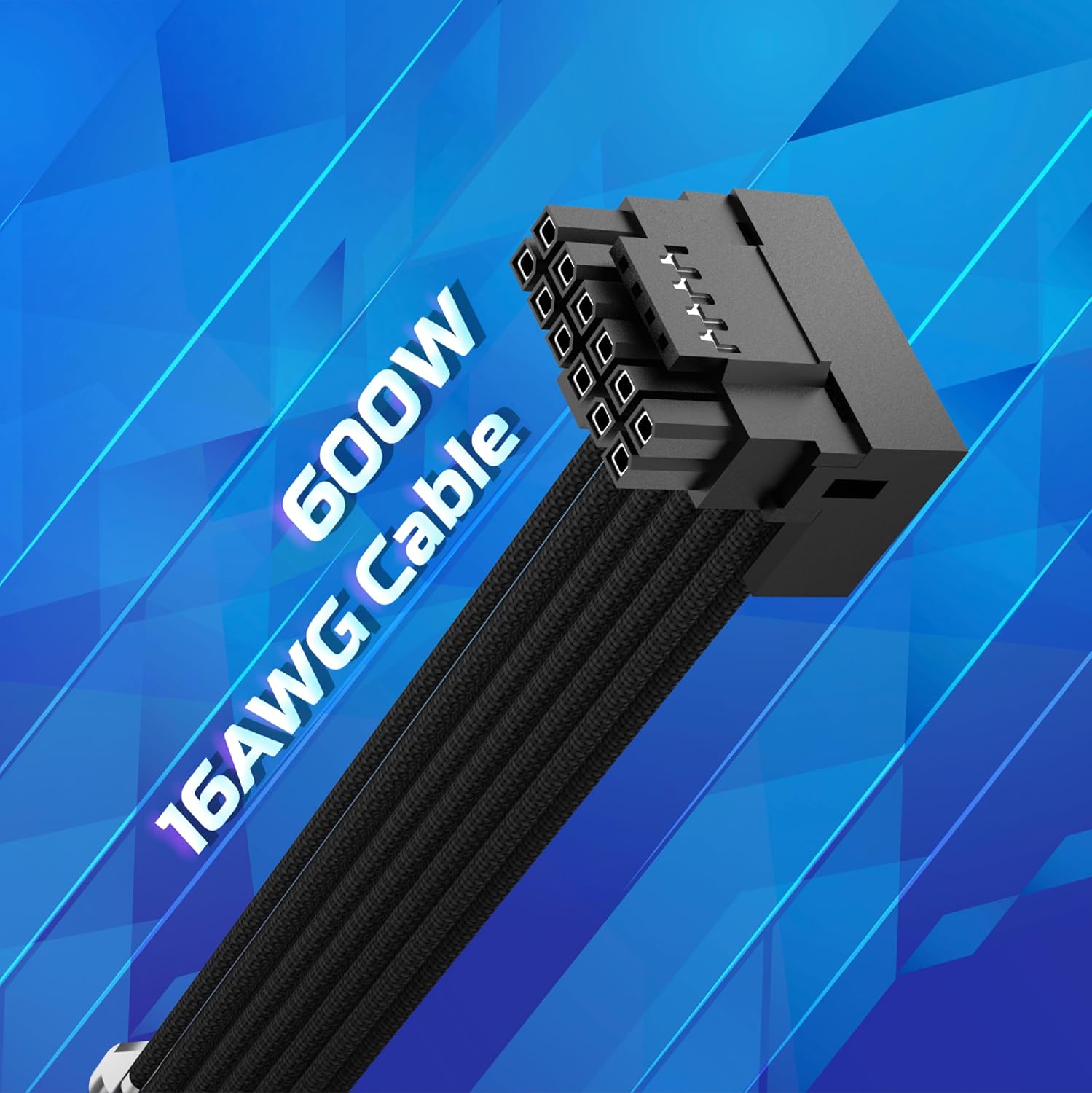 Akasa 90 Degree 12VHPWR Cable 12+4 Pin to 12+4 Pin Male to Female, 16AWG, 30cm (Black), Maximum 600W, ATX 3.0 PSU, Compatible with RTX 4090 4080 4070Ti 3090Ti Graphics Card, AK-CBPW32-30BK