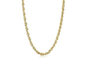 Solid 14k Yellow Gold Filled Rope Chain Necklace for Men and Women