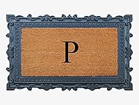 Vista 23 de A1HC - Felpudo con monograma de goma natural y fibra de coco de 24 x 36 pulgadas para puerta delantera, antidesprendimiento, duradero, para entrada