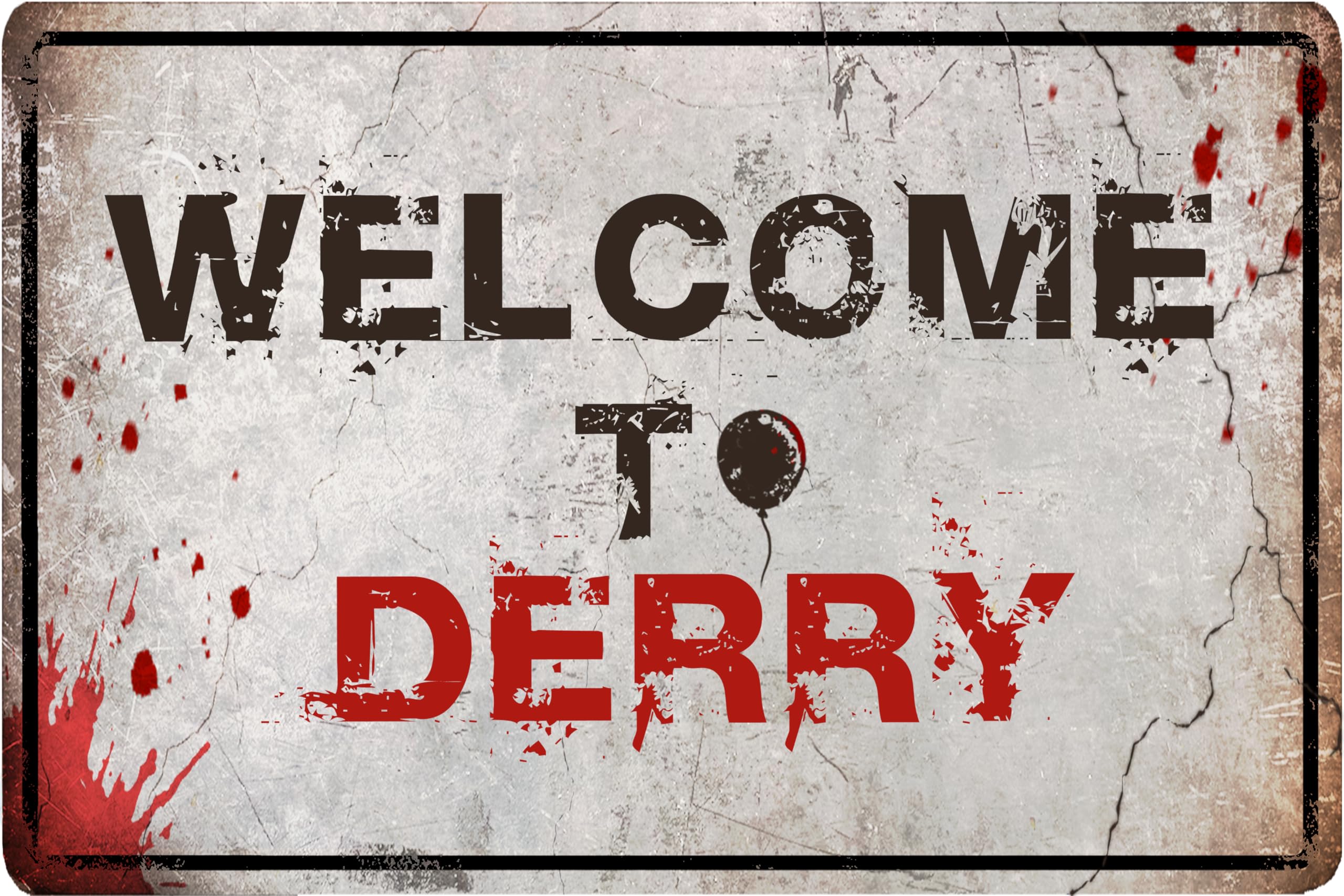 Flinelife Welcome 2 Derry Metal Welcome To Derry Metal Sign,12X8,Horror Movie Signs,Haunted House Decor - Perfect For Horror Movie Fans