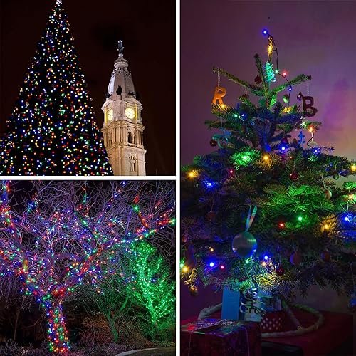 Miniatura 8 de Paquete de 2 luces solares de Navidad multicolor, 180 pies, 500 LED, luces solares impermeables para exteriores, encendidoapagado automático con 8