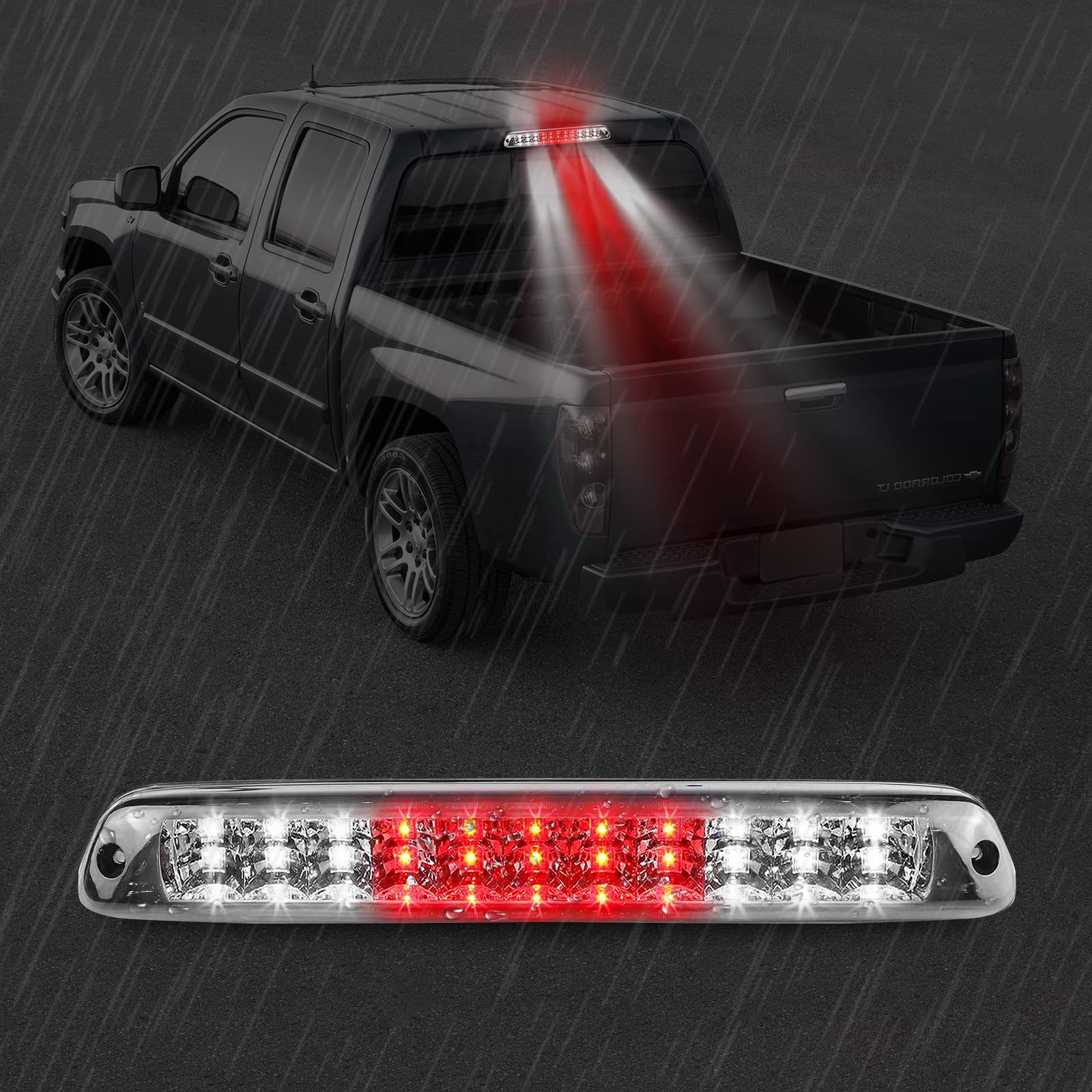 High Mount 3rd Stop Light Compatible with 2004-2012 Chevy Colorado & GMC Canyon Third Center Cargo Reverse Rear LED Brake Light Bar Taillight (Smoke)