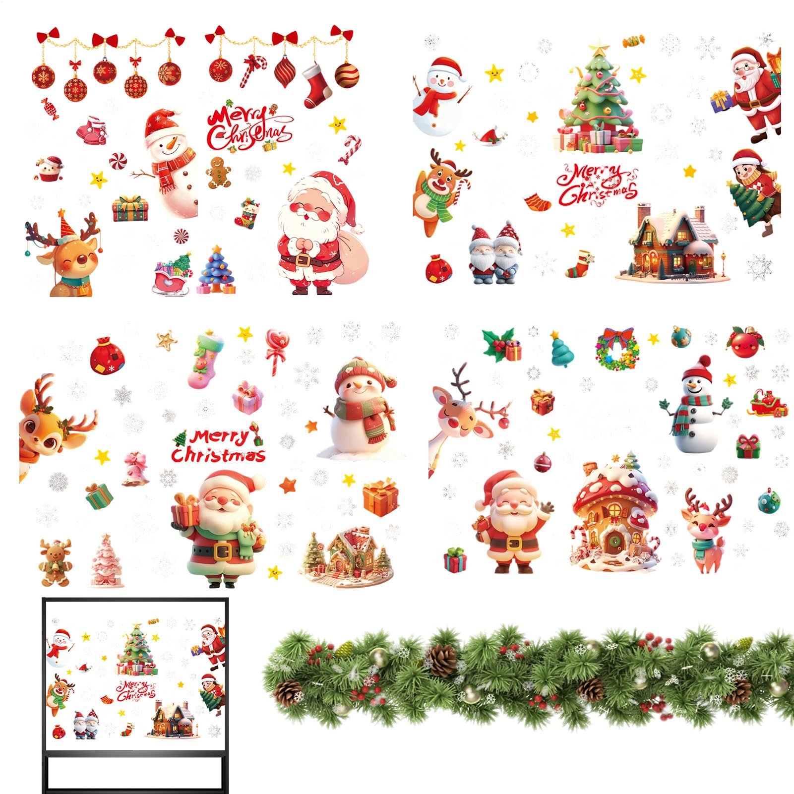 Autocollants du Père Noël et décors givrés pour animer vos fenêtres et soirées en famille