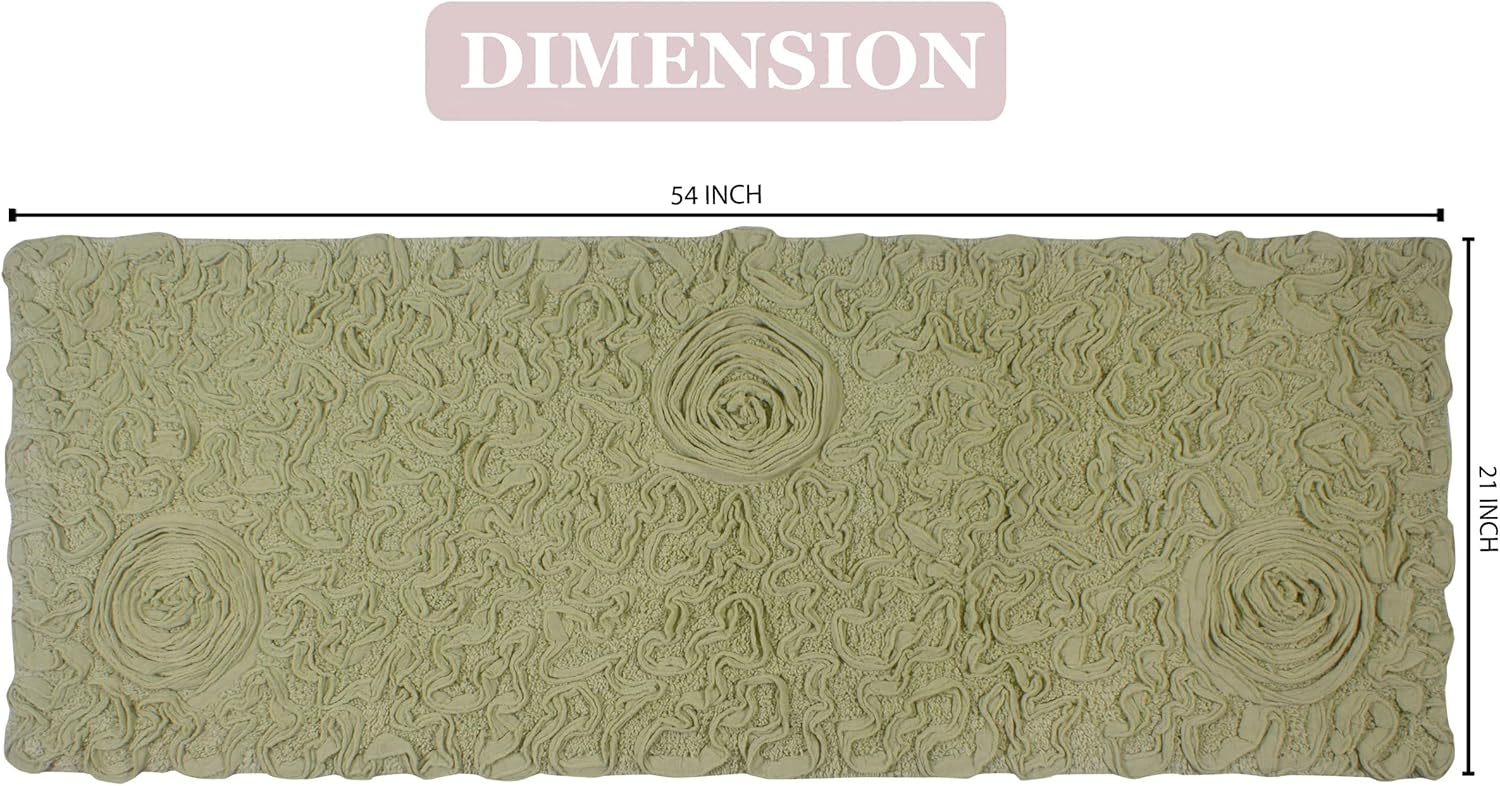 Home Weavers Bell Flower Collection 100% Cotton Tufted Bath Rugs, Extra Soft and Absorbent Bath Rugs, Non-Slip Bath Mats, Machine Washable, Bath Mats for Bathroom Floor and Tub, 21"x54" Runner, Green