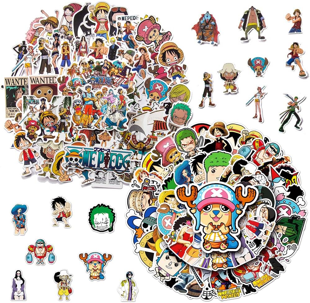 Hilloly One Piece Pegatinas, 100 PCS Variado para Equipaje, Sticker para Portátil, Monopatín, Coche, Motocicleta, Calcomanía para Adolescentes
