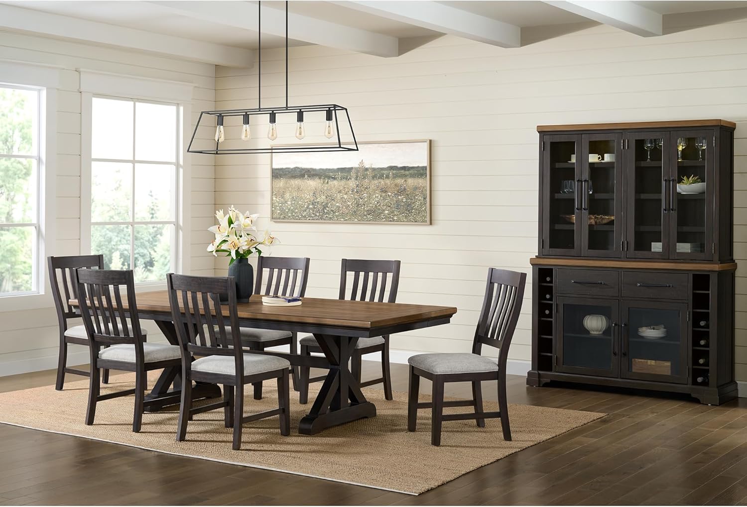 Picket House Furnishings Johnshaven Server and Hutch in Espresso/Brown