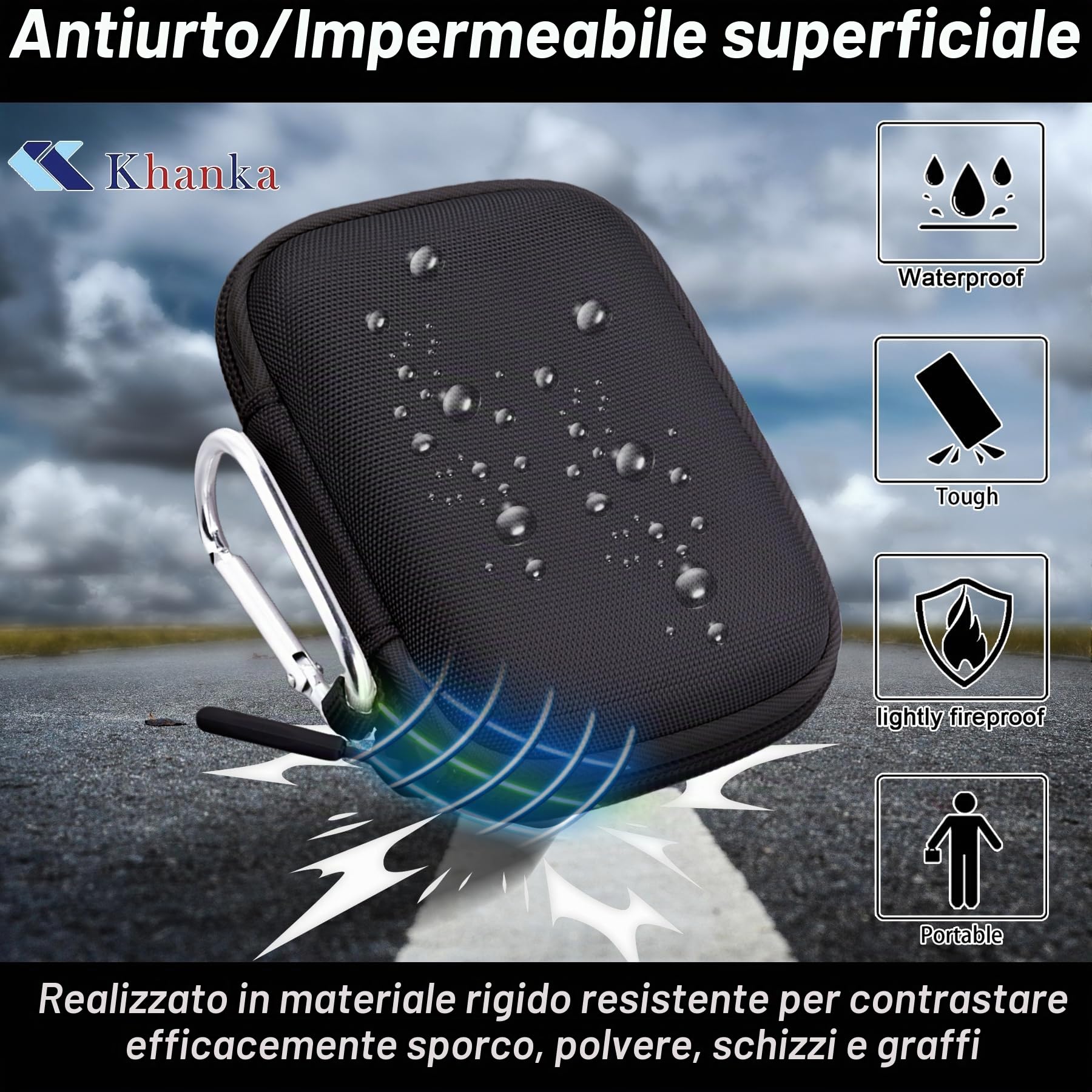 khanka Custodia per SSD Lexar TouchLock ES5/ES4/SL500/SL500M,Nero | Compatibile con SSD Lexar TouchLock ES5/ES4/SL500/SL500M 1TB/2TB/4TB, Rivestimento in Velluto,Custodia Rigida,Solo Custodia