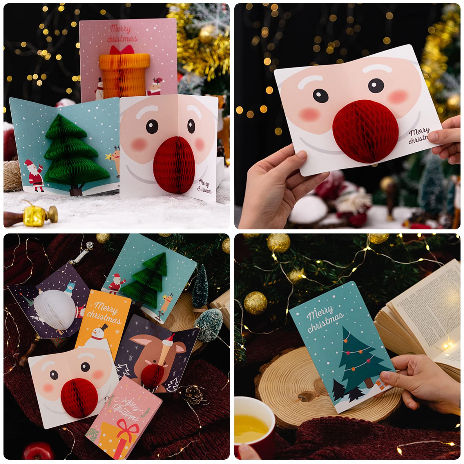 Christmas Cards, 6 Pack Small Pop Up Christmas Gift Cards