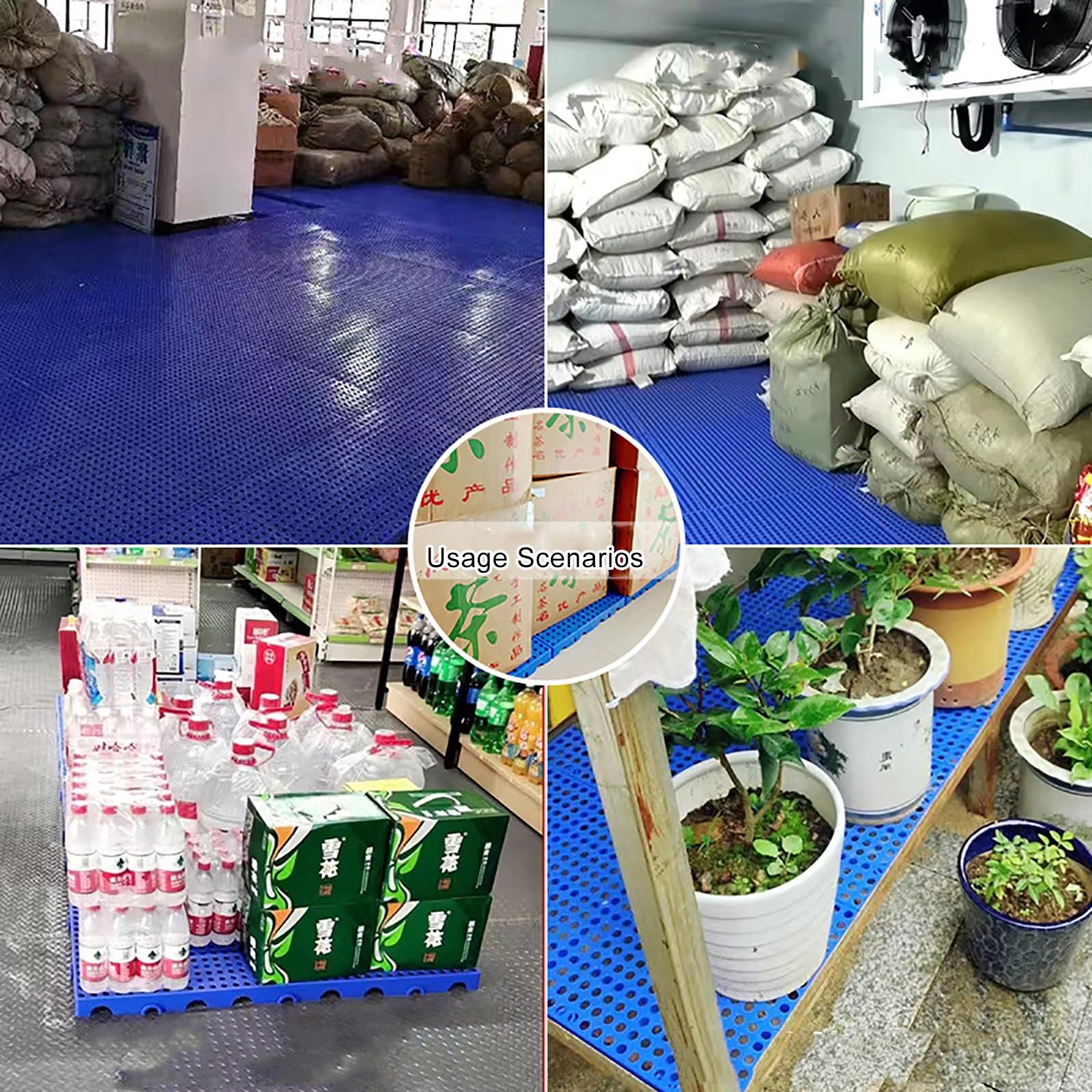 Paleta Plastikowa, Wodoodporna Kratka Magazynowa, Lekkie Palety Podłogowe Odporne na Wilgoć, Oddychające Kratki Hdpe, Regały na Artykuły do ​​piwnicy Garażu Lub Supermarketu(Green)