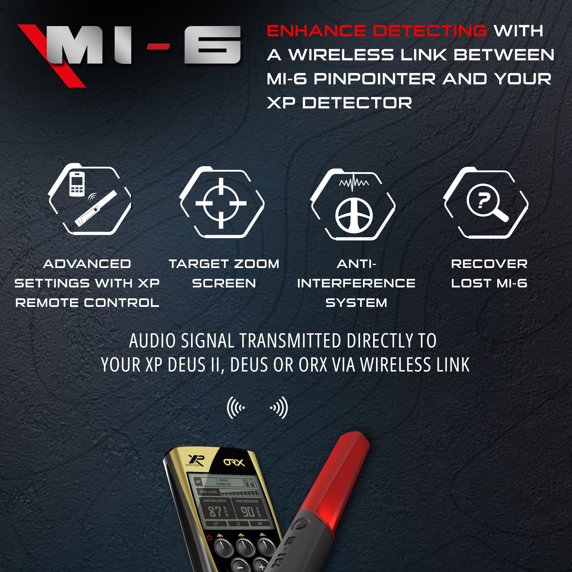 XP Metal Detectors MI-6 Pinpointer, mit drahtloser Verbindung zu den Metalldetektoren Deus II, Deus und ORX, von XP Metal Detectors zur Verwendung durch alle Sondengänger (MI-6)