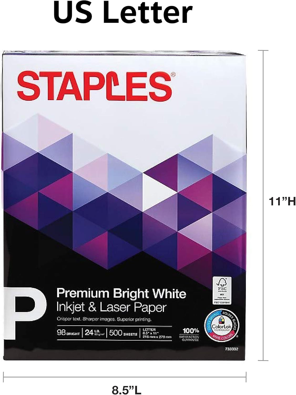 Staples Inkjet Paper – 8.5” x 11” Multipurpose, 24 lbs, 98Bright, 5-Reams/Carton