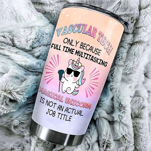 Miniatura 2 de Vaso de técnico vascular registrado de acero inoxidable de 20 onzas, divertidos regalos de tecnólogo vascular a granel para cumpleaños Navidad,