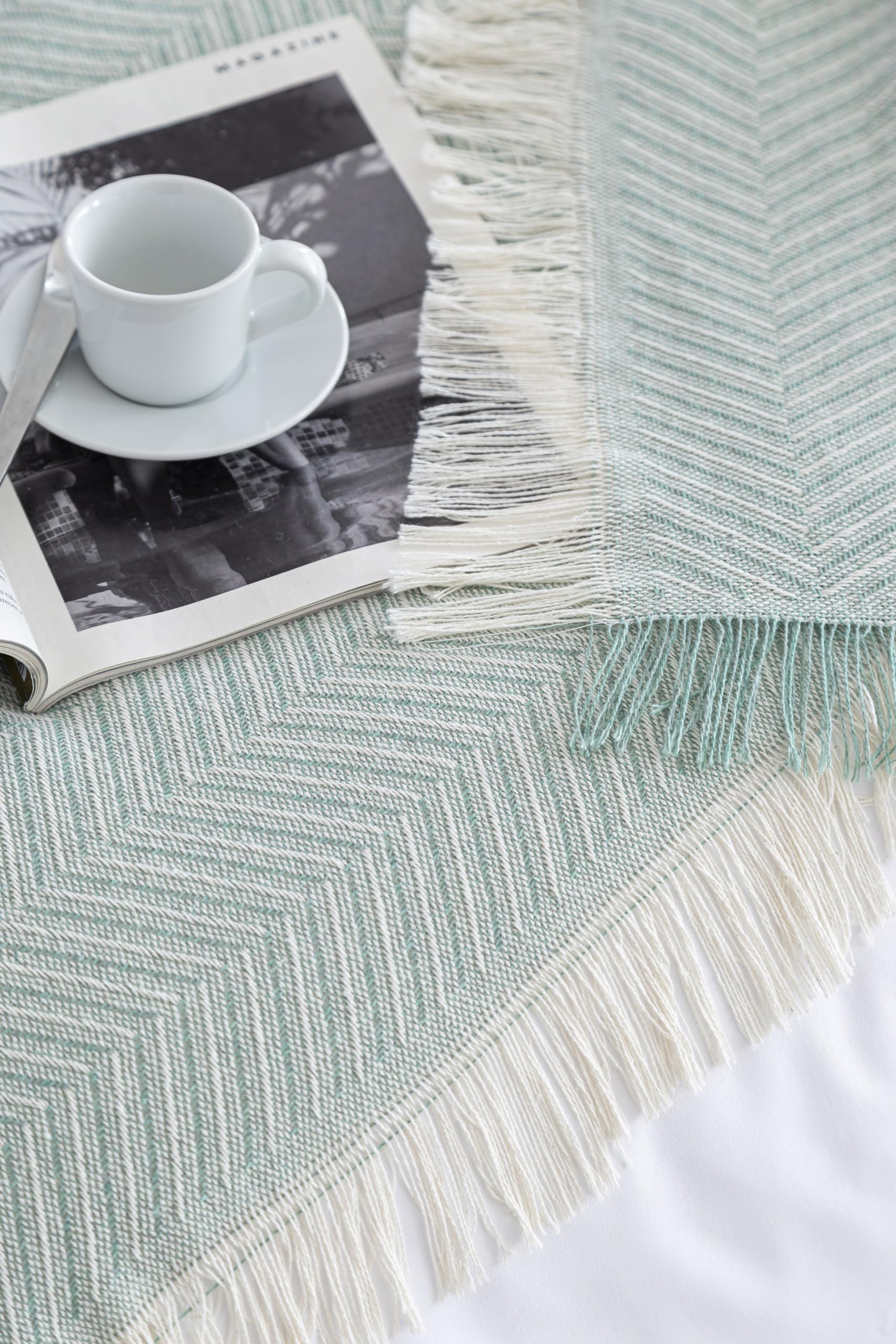 Todocama - Colcha Multiusos Sofa, Manta Foulard, Plaid para Cama, Cubresofa Cubrecama, Jarapas, Fabricado en España, Espiga. (230x260cm, Verde). (Paquete de 2)