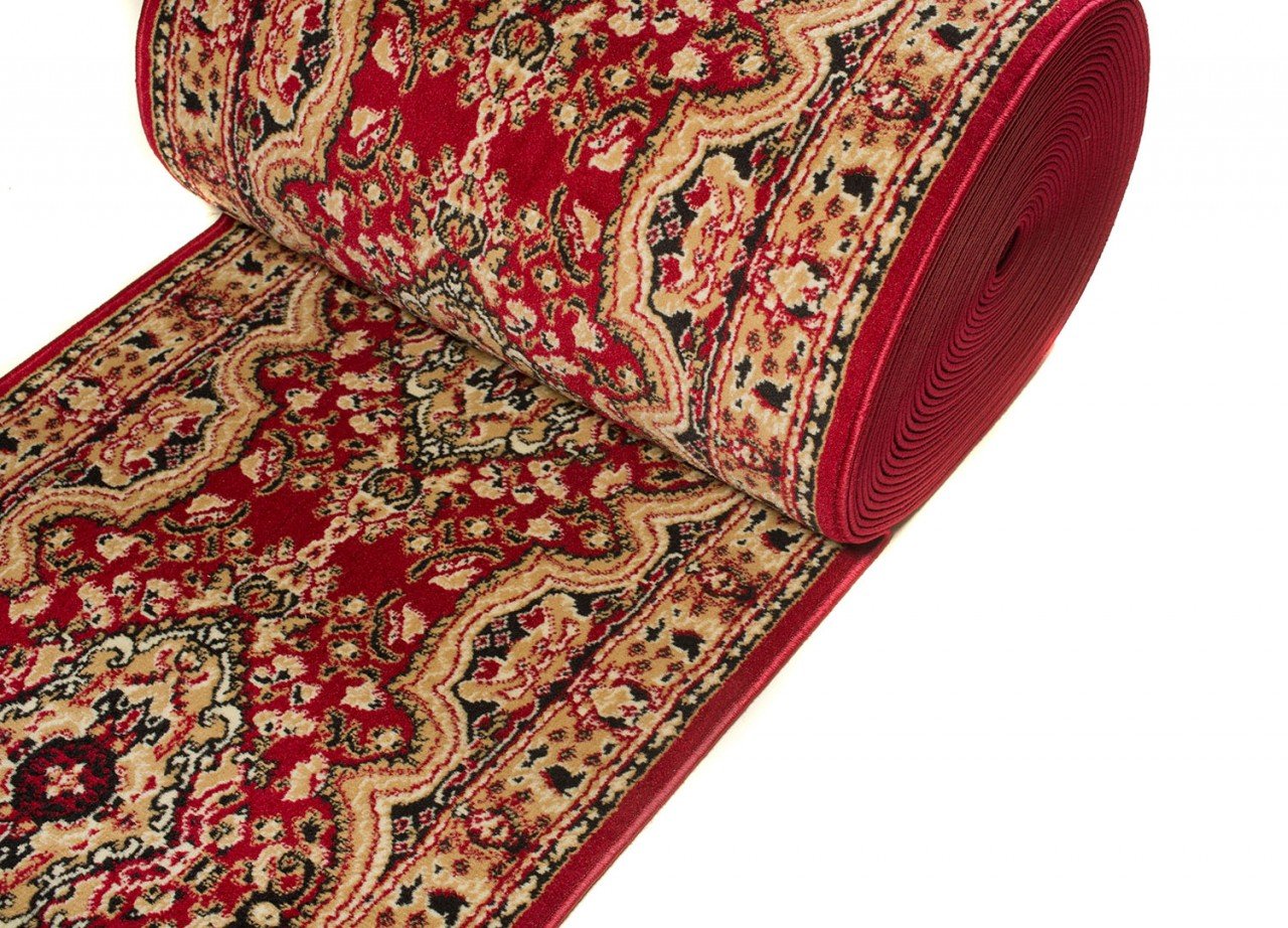 Läufer Teppich Flur Rot Beige - Orientalisch Muster - Kurzflor Teppichlaufer Verona Kollektion 100 x 225 cm