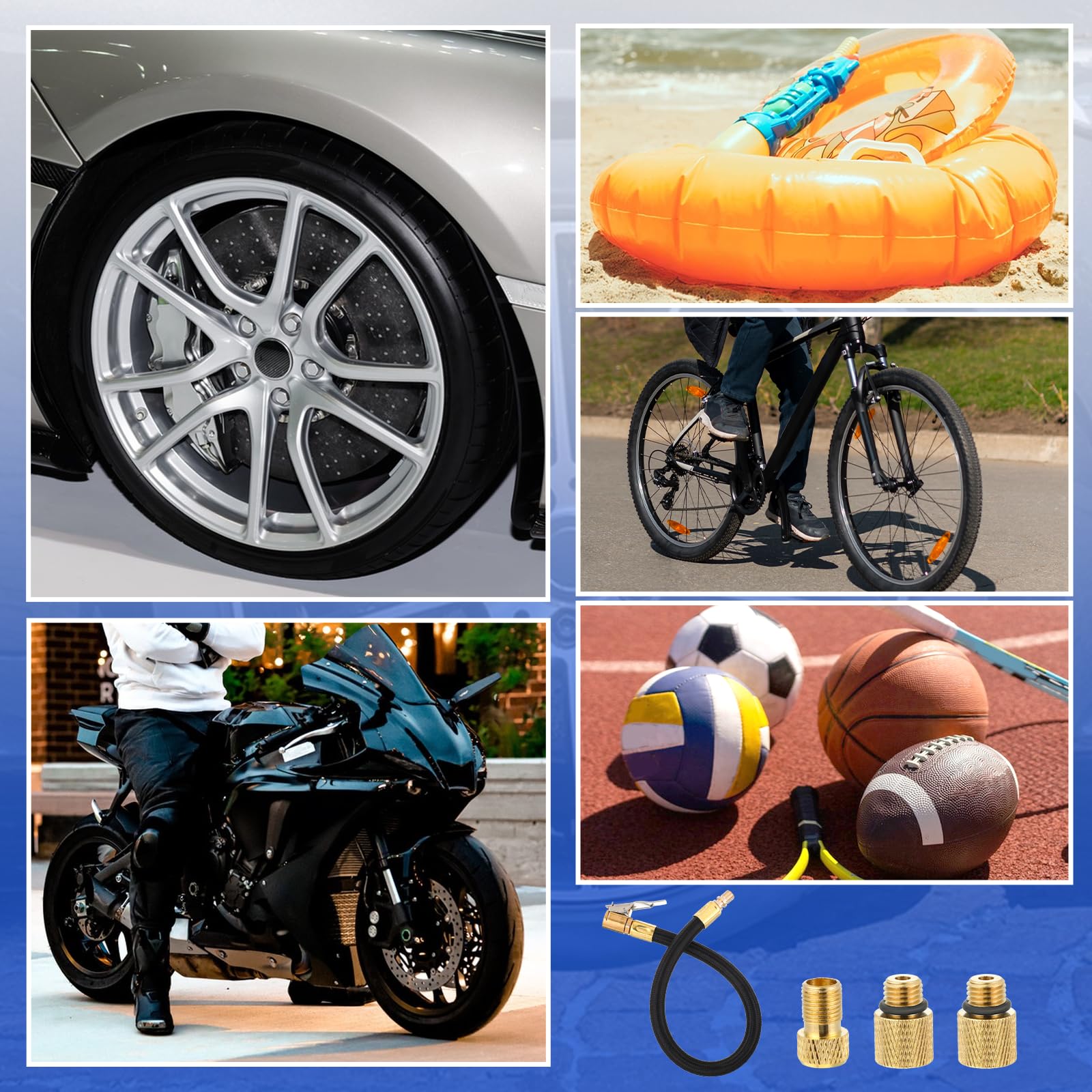 Adapter węża do pompowania opon, 35cm Inflator Pompka Wąż Adapter węża powietrznego Przedłużacz wentylu do wentylu samochodowego Pompka, Rower, Motocykl, Opony samochodowe, Pompka