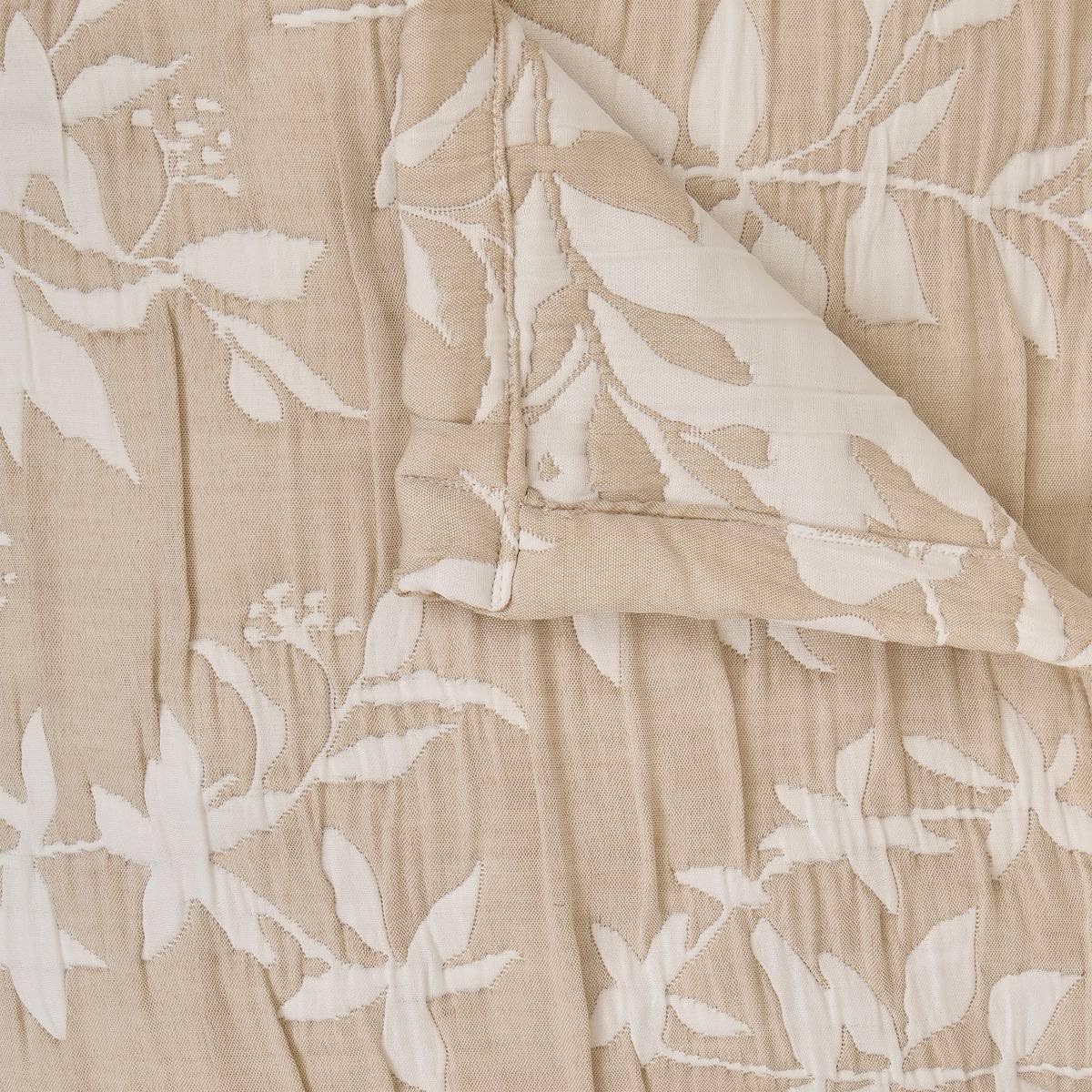 Jeté De Lit En Coton Beige Lin 160 X 220 Cm - Dessus de lit Jeté De Lit En Coton Beige Lin 160 X 220 Cm - Dessus de lit
