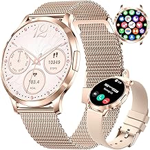 Smartwatch Damen 7,9mm Dünner 1.32" HD AMOLED Telefonischer Anruf Elegant Smart Watch Rosegold Fitnessuhr für iOS Android Menstruationszyklus,Gesundheitsüberwachung,100+ Sportmodi Sportuhr