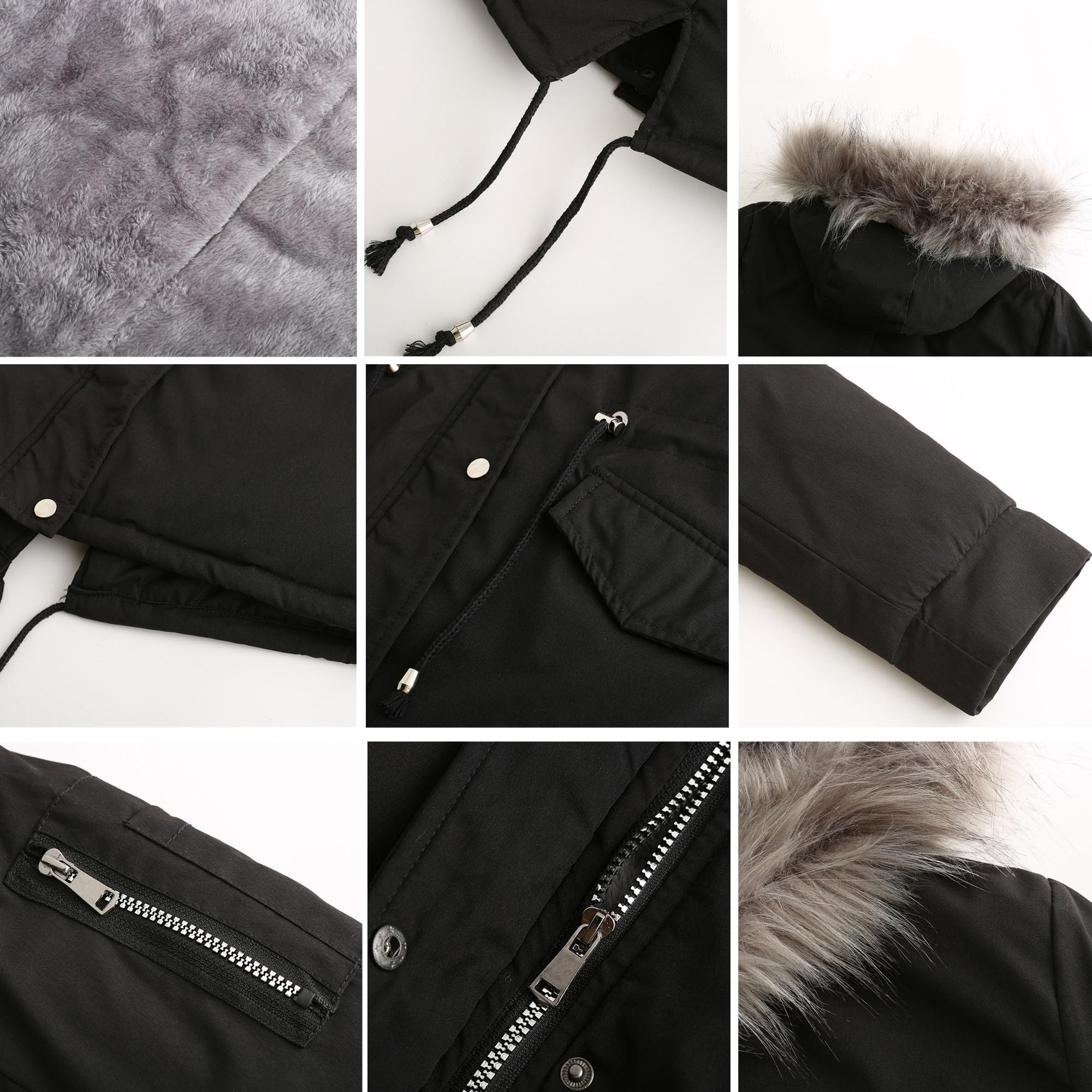 Parka da donna in pelliccia sintetica con cappuccio foderato in pile caldo