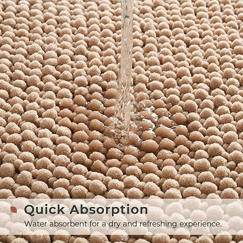 Miniatura 3 de FRESHMINT Juego de 2 alfombras de baño de felpilla de 17 x 24 pulgadas + 20 x 32 pulgadas, antideslizantes, para baño, alfombras de baño