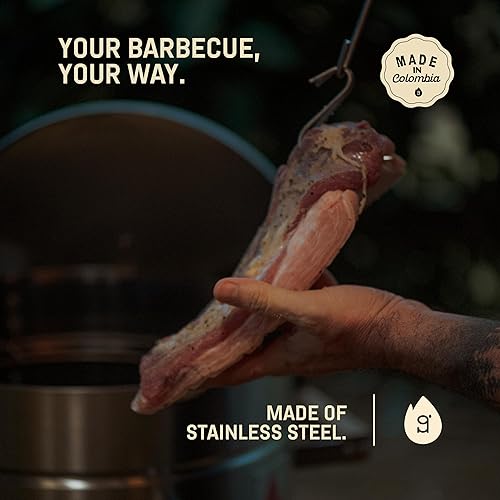 Miniatura 8 de Parrilla de acero inoxidable 3 en 1  Barbacoa portátil de carbón con termómetro, ahumador de cocina al aire libre de 40 libras para campamento,