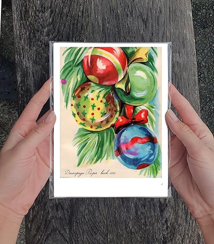 Miniatura 7 de FLONZ - Papel para decoupage, paquete de papel (35 hojas de 6 x 8 pulgadas), tarjetas con diseño vintage de Papá Noel para decoupage, manualidades y