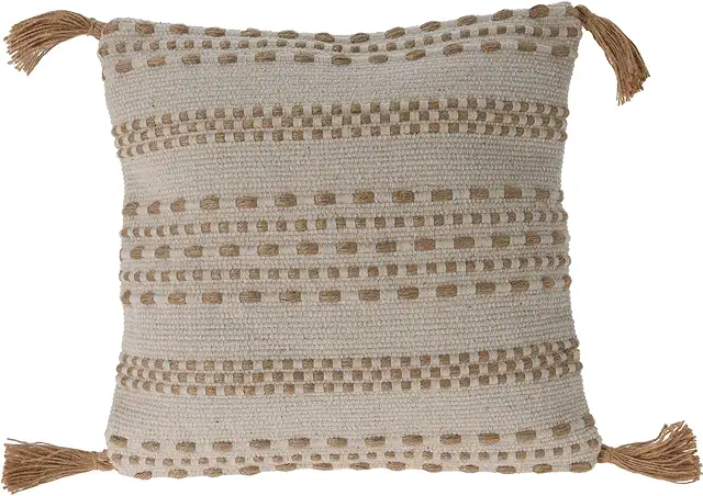 Cojín de Yute y Algodón Natural 45x45cm con Relleno Tessel - 2 Piezas