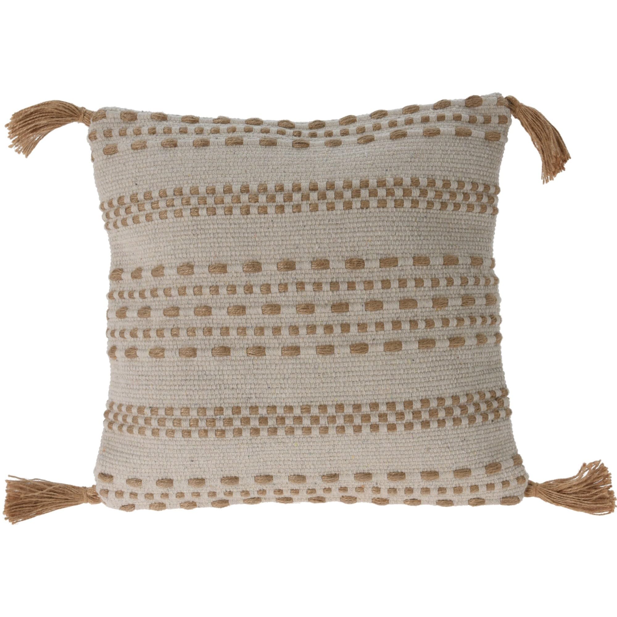 Coussin en jute et coton 45x45 cm beige naturel avec rembourrage dense 400g