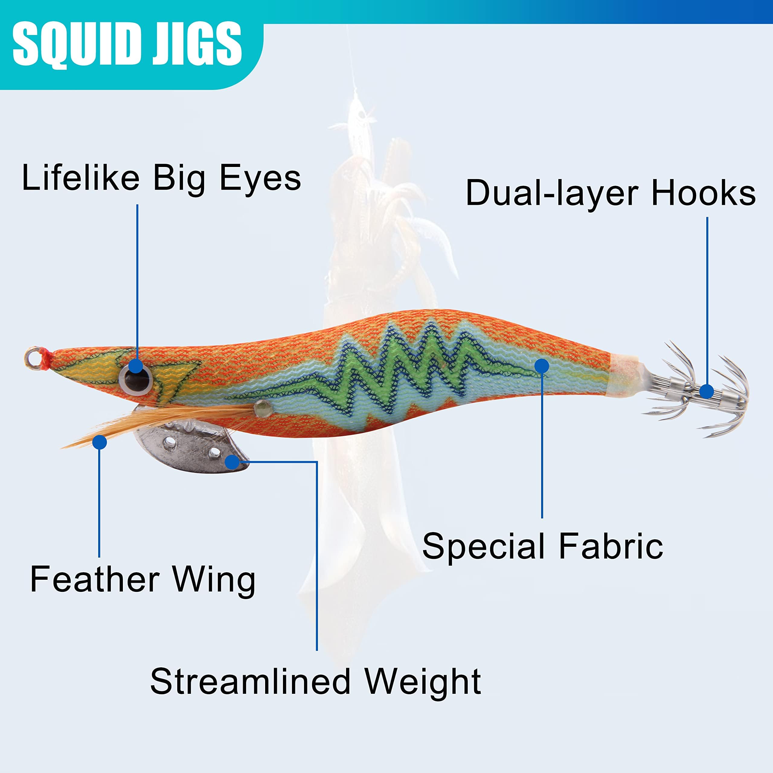 Lote de 5/10 señuelo Calamar de pesca Turlutte Señuelos luminosos para pesca en agua salada Squid Jigs Señuelo pesca mar